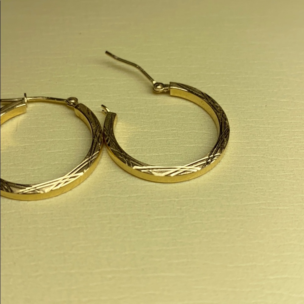 14K Gold Earrings With Etching